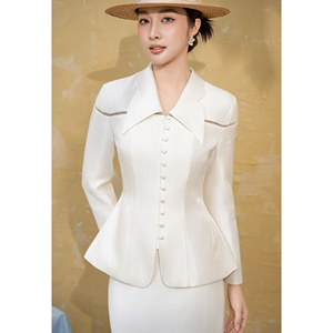 Blazer élégant blanc pour femme, à manches longues, avec peplum, anti-plis, pour le bureau, <span class=keywords><strong>ELODIE</strong></span> - Product Image 3