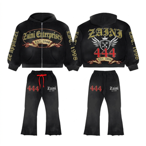 ชุดวอร์มผู้ชาย ZAINI ZI-031 สไตล์สตรีทแวร์สำหรับฤดูหนาว ผ้าฟลีซคอตตอนหนา 350 GSM ระบายอากาศได้ดี สีขาวชมพู รับผลิตแบบ OEM ODM - Product Image 1