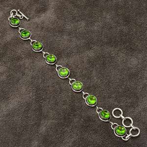 Peridot Gemstone <b>Bracelet</b> Handmade 925 Sterling Silver Jewelry 7 Inch <b>Birthstone</b> Gift For Women Unique Elegant Design - Product Image 3