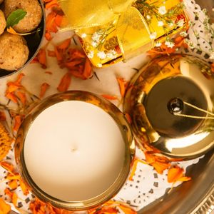 Bougie en cire de soja biologique non toxique parfumée à la vanille dans un bocal en laiton |   Bougie parfumée de luxe pour la décoration de la maison, festival de Thanksgiving - Product Image 2
