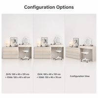 Coiffeuse moderne en verre blanc avec miroir, tiroirs de rangement et bande lumineuse chaude pour chambre, salle de bain, bureau à domicile