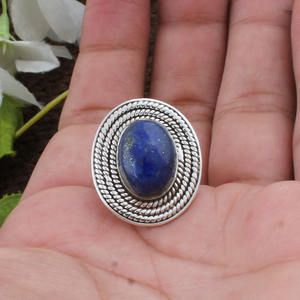 Bague en lapis-lazuli naturel, argent sterling 925, pierre précieuse bleu profond authentique, bijou fait main pour homme et femme - Product Image 2
