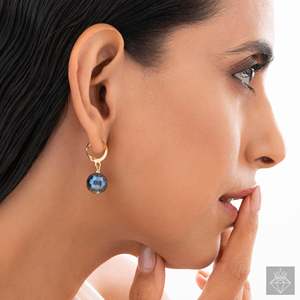 PRAO Huggie Earrings Blue <b>Crystal</b> <b>Ball</b> Huggie <b>Crystal</b> Earrings - Product Image 3