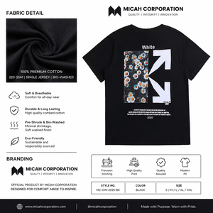 เสื้อยืดผู้ชาย Micah Corporation - ผ้าฝ้าย 100% พิมพ์ลายสกรีน แขนสั้น ผ้าถัก ทอแน่น ไม่ยับ สวมใส่สบาย สีดำ - Product Image 5
