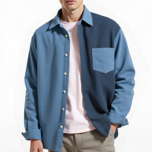 เสื้อแจ็คเก็ตโอเวอร์เชิร์ตผ้าคอร์ดูรอยสีขาวสำหรับผู้ชาย ผ้าฝ้าย 100% ระบายอากาศได้ดีและกันยับ เหมาะสำหรับฤดูใบไม้ผลิและฤดูใบไม้ร่วง - Product Image 6