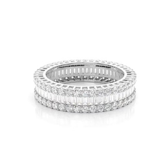 Anillo de Eternidad de Diamantes Cultivados en Laboratorio de Lujo, Oro Blanco de 10K, Corte Baguette, Chapado en Rodio, Certificado IGI, Anillo de Aniversario de Bodas - Product Image 1