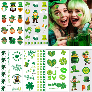 Tatuaggio Temporaneo Personalizzato a Forma di <span class=keywords><strong>Quadrifoglio</strong></span> Irlandese Verde, Adesivo per Viso e Corpo, Impermeabile e Rimovibile, per Bambini - Product Image 6