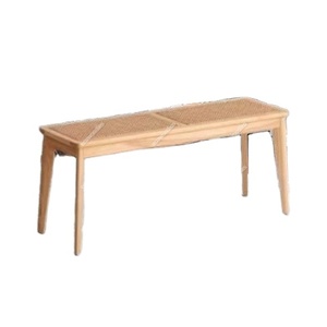 Tabouret long au design industriel moderne Bois massif Tissage en bambou Banc peu encombrant Incrustation d'os Meubles de salon - Product Image 1