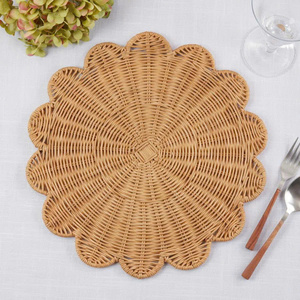 Signature Scalloped Rattan Charger Plate, <b>Large</b> Hand-braided Woven Placemat for Elegant Easter Tablescapes - Product Image 1