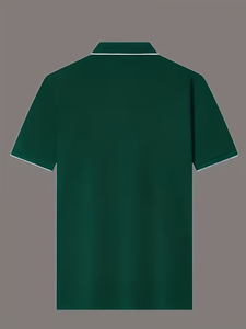 Men's White Short Sleeve Button-Up Shirt Polyester/Cotton Jersey Fabric Breathable Casual Design Front Logo Print Regular Fit - Product Image 3
