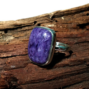 Natural Charoite Gemstone Ring Solid 925 Sterling Silver Handmade Purple Cabochon Bohemian Style Certified Statement Ring Gift - Product Image 5
