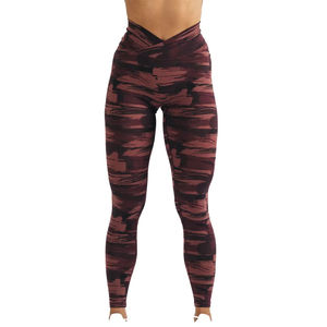 Leggings de yoga taille haute en forme de V avec motif torsadé, imprimé par sublimation, en Spandex et Polyester, extensibles dans les quatre sens - Product Image 2