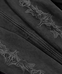 Sweat à capuche zippé personnalisé de haute qualité, imprimé DTG, coupe ample et oversize, poids lourd 500 GSM, style streetwear usé Y2K pour hommes - Product Image 4