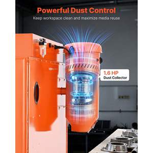 Heavy Duty 115-Gallon Steel <b>Sandblasting</b> <b>Cabinet</b> 31-Gallon Media Hopper Dual Blasting Guns 1.6HP Dust Collector Oversized Parts - Product Image 4