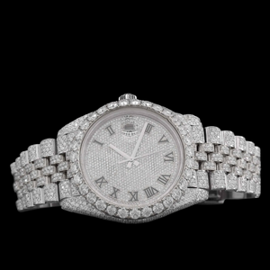 Reloj de Pulsera de Lujo para Hombre con Números Romanos, Diamantes Moissanite, Dos Tonos, Totalmente Cubierto de Diamantes, Características Únicas y Modernas - Product Image 3