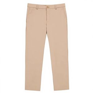Pantalon Chino Kaki Homme Coupe Droite Taille Moyenne Devant Plat 100% Coton Infroissable Style Smart Casual En Vente - Product Image 6