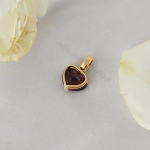 Natural Deep Red <b>Garnet</b> Heart Diamond Rhodium Plated 14K Solid Gold Luxury Women's Gift Pendant Fine Jewelry - Product Image 4