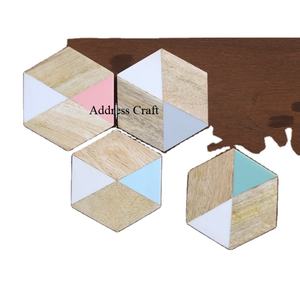 แผ่นรองแก้วไม้และเรซินทรงหกเหลี่ยมแบบคลาสสิกอุปกรณ์เสริมสำหรับโต๊ะ - Product Image 1