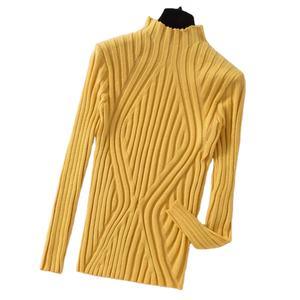 Suéter de punto para mujer, suéter de cuello alto Medio 2025, suéter de otoño e invierno, ropa de calle elegante ajustada sólida de manga larga - Product Image 4