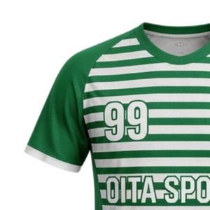 Maillot de handball rayé vert et blanc pour hommes, manches courtes, en polyester, pour l'entraînement et les matchs sportifs - Product Image 4