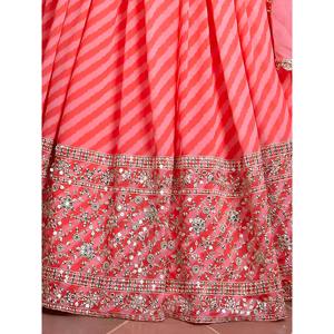Conjunto de Lehenga Choli de Organza Bordada para Mujer Talla Grande en Color Rosa - Product Image 3