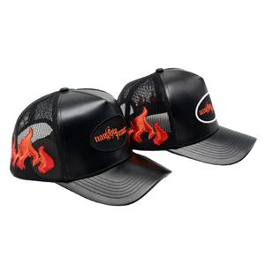 หมวกแก๊ปผ้าตาข่ายหนัง PU สำหรับทุกเพศหมวกตาข่ายสำหรับคนขับรถบรรทุกออกแบบได้ตามต้องการ - Product Image 3