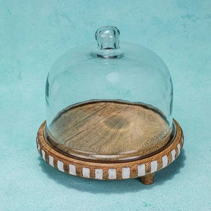Base Redonda de Madera para Pastel con Cúpula de Vidrio, Hecha a Mano, 8 Pulgadas de Diámetro, Acabado de Madera Natural para Exhibición de Postres - Product Image 6