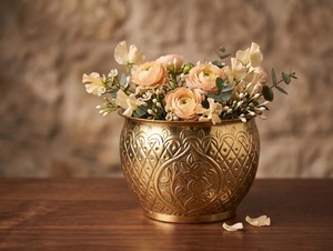 Durable Eco-Friendly Brass Metal Hammered Modern Customized Flower <b>Pot</b> Planter Vase Plant <b>Stand</b> ILAHI's ICOMP-13330 1kg Not - Product Image 4