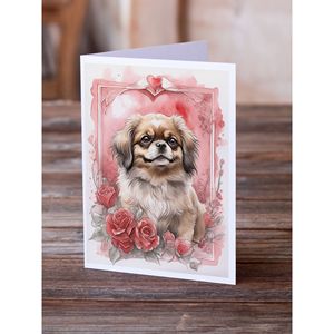Tibetan Spaniel Valentine Roses A7 Tamaño 5x7 Tarjetas de notas en blanco Paquete de 8 tarjetas de felicitación caprichosas con sobres - Product Image 2