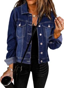 Women's <b>Cropped</b> Woven <b>Denim</b> <b>Jacket</b> Loose Vintage Blue Button Closure Casual Street Premium Quality OEM Custom Fashion Outerwear - Product Image 3