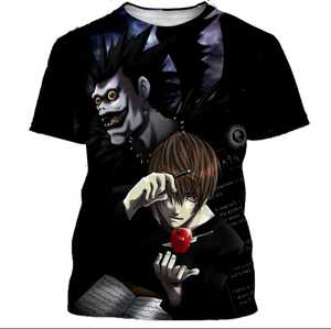 เสื้อยืดอนิเมะเดธโน้ต แขนสั้น คอกลม ทรงหลวม ผ้าฝ้าย 100% ป้องกันขนร่วง พิมพ์ลายสกรีน สีดำ สำหรับผู้ชาย - Product Image 3