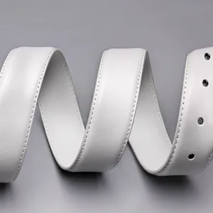 Ceinture décontractée blanche pour homme avec boucle à verrouillage automatique, largeur 35 mm, couleur unie, durable, prête à offrir - Product Image 1