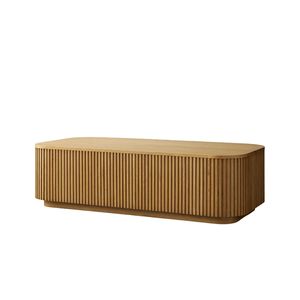 Table basse ronde en teck artisanal Zentara, mobilier contemporain pour la maison, réception d'hôtel, collection Indonésie, style moderne - Product Image 1