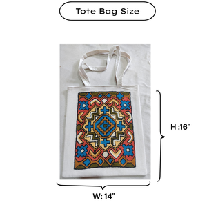 Sac fourre-tout de luxe brodé au fil de soie du Cachemire, 16x14 pouces, en coton écologique, sac à bandoulière portable pour les voyages et le shopping - Product Image 2