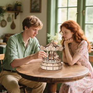 Carillon in Legno 3D Fatto a Mano a Forma di Giostra, Kit Modello Divertente da Assemblare per Regali di Natale, Compleanni e Festività - Product Image 3