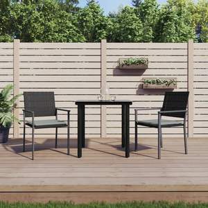 Conjunto de Comedor de Jardín Compacto y Duradero de Mimbre Sintético Negro - Product Image 1