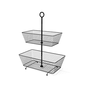 Iron <b>Wire</b> Storage <b>Basket</b> Set Rectangle <b>Stackable</b> with Handle for Neatening and Multi-Purpose Use - Product Image 1