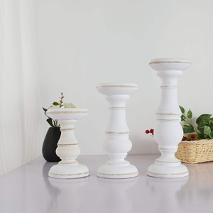 Juego de 2 Portavelas Altos Cónicos de Madera Rústica de Lujo para Boda, Ecológicos, Pulidos, con Grabado de Sombra, Personalizables - Product Image 6