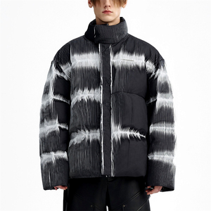 Veste matelassée pour homme à motif tie-dye, col montant, coupe-vent, manteau d'hiver, coupe régulière, rembourrage en polyester, style décontracté - Product Image 4