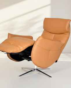 เก้าอี้ปรับเอนหนังเทียม เก้าอี้ปรับเอนหนังเดี่ยวที่สะดวกสบาย เก้าอี้พักผ่อนดีไซน์ทันสมัย ​​พนักพิงปรับได้ - Product Image 2