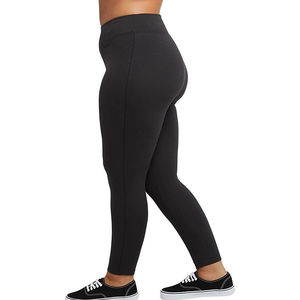 Leggings noirs taille haute longueur intégrale sans couture en tricot extensible pour le yoga et l'entraînement – Style basique uni pour femme toutes saisons - Product Image 1