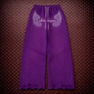 Pantalones de chándal para hombre, personalizados, 100% algodón, estilo Oxford, con dobladillo desgastado, vintage, efecto descolorido por el sol, holgados, de pierna ancha, de corte recto, de cintura elástica, estilo urbano - Product Image 1