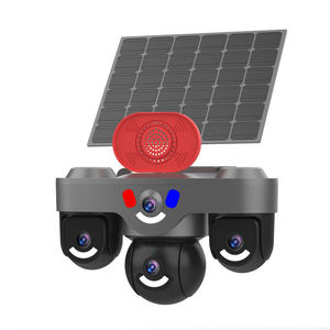 Solar Panel Rechargeable Two Way Audio Triple Lens <b>Outdoor</b> <b>Wireless</b> <b>Camera</b> With Red Blue Flash Light V380 Pro Real-Time Remote V - Product Image 1
