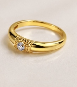 Bague de fiançailles pour femme en or jaune massif 14 carats certifié HRD, diamant naturel taille brillant, style classique pour mariage et anniversaire - Product Image 1