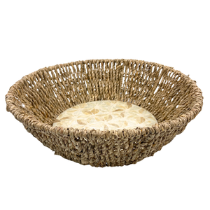Plateau de sedge carré en MDF fait à la main avec poignées, plateau de service décoratif en panier tissé naturel avec motif floral géométrique - Product Image 3