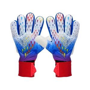 Gants de gardien de but de football personnalisés imprimés par sublimation, unisexes, antidérapants en silicone avec fermeture auto-agrippante, rouge, violet, bleu, blanc - Product Image 6