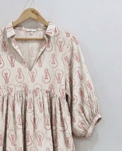 Robe midi en coton imprimé à la main style bohème, motif floral indien, pour femme, formelle, toutes saisons, respirante, écologique, coupe trapèze - Product Image 6