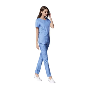 Premium <b>Light</b> Blue Medical Scrub Set Customize Hospital Nurse Uniform V-<b>Neck</b> Top Cargo Pants Doctor Nursing Workwear Scrub Suits - Product Image 6