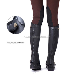 MH High Quality Leather Horse Riding <b>Half</b> <b>Chaps</b> Equestrian Riding Gaiters Custom OEM Supplier - Product Image 4
