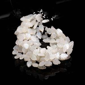 Perles de pierre de lune blanche AAA en forme de feuille, perles de pierres précieuses sculptées à la main pour la fabrication de bijoux, perles de pierre de lune naturelle de 10-11 mm, 8 pouces - Product Image 4
